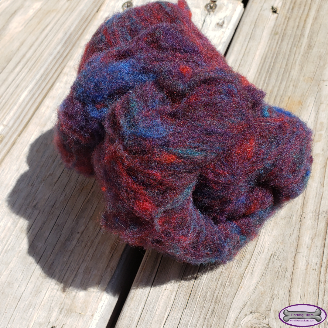 Purple and its components - mini wool batt for spinning