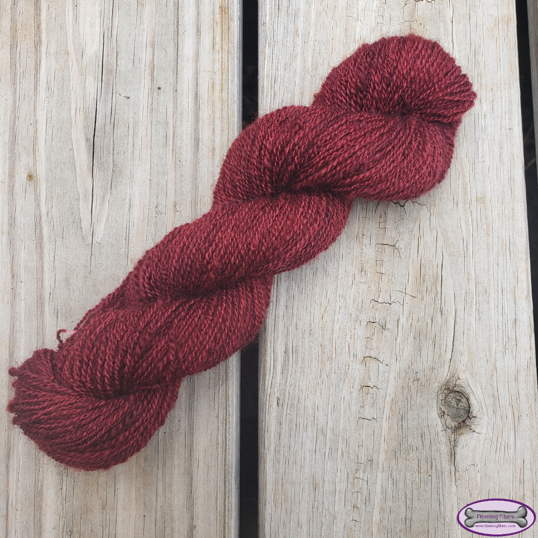 Wine Red - handspun and handdyed wool yarn