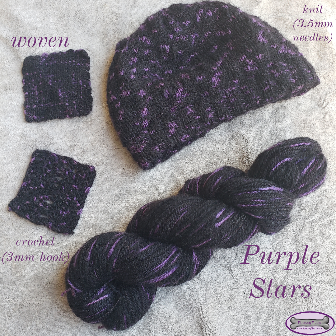 Purple Stars - handspun and handdyed wool yarn