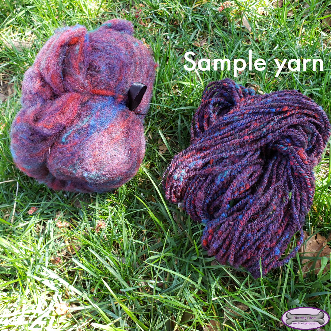 Purple and its components - mini wool batt for spinning