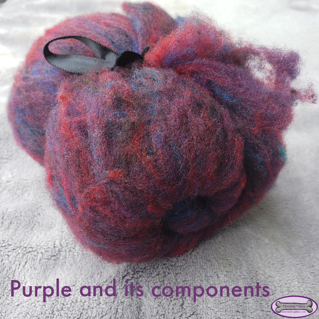 Purple and its components - mini wool batt for spinning